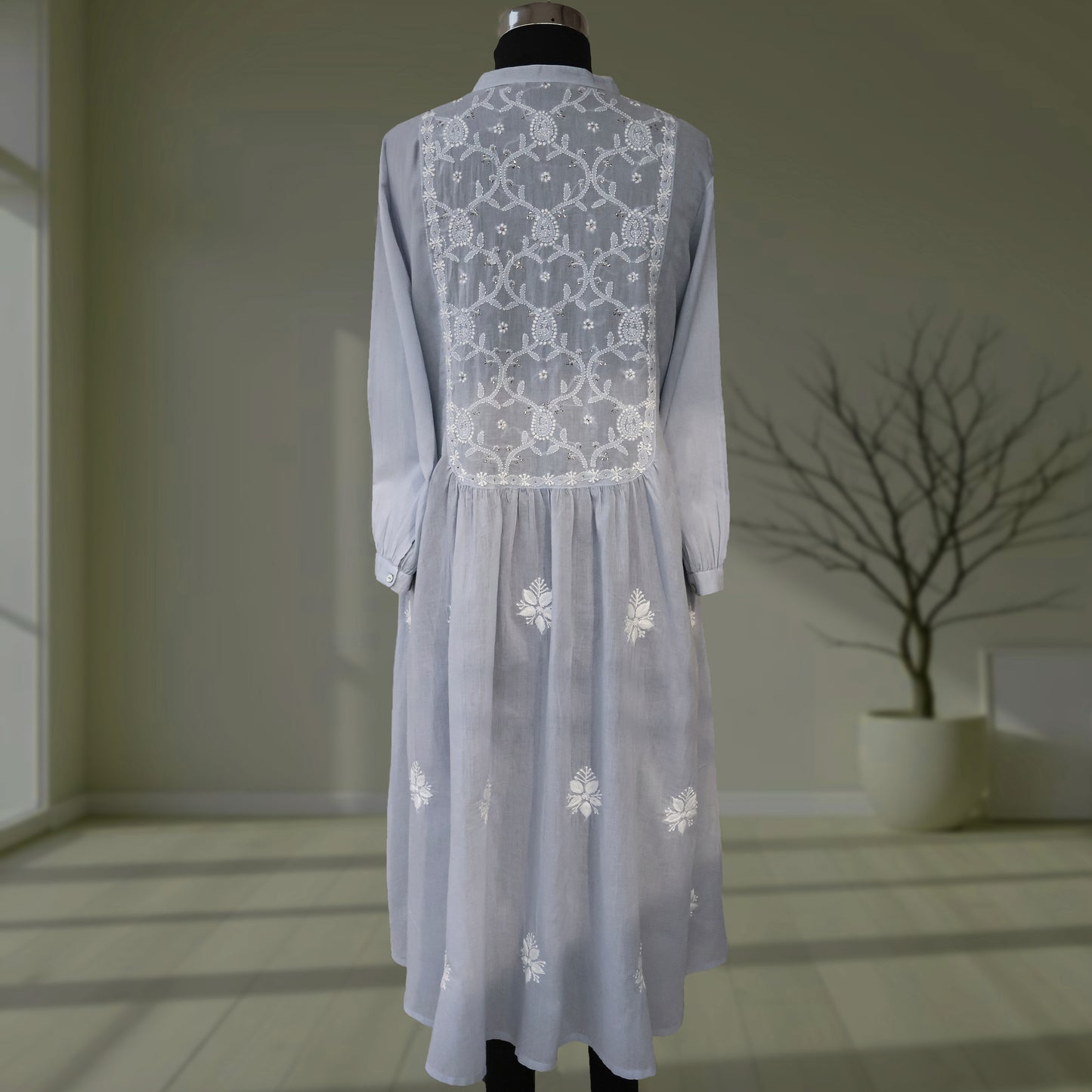 BODHI Pure Cotton, Hand Embroidery/ Chikankari Women Dress