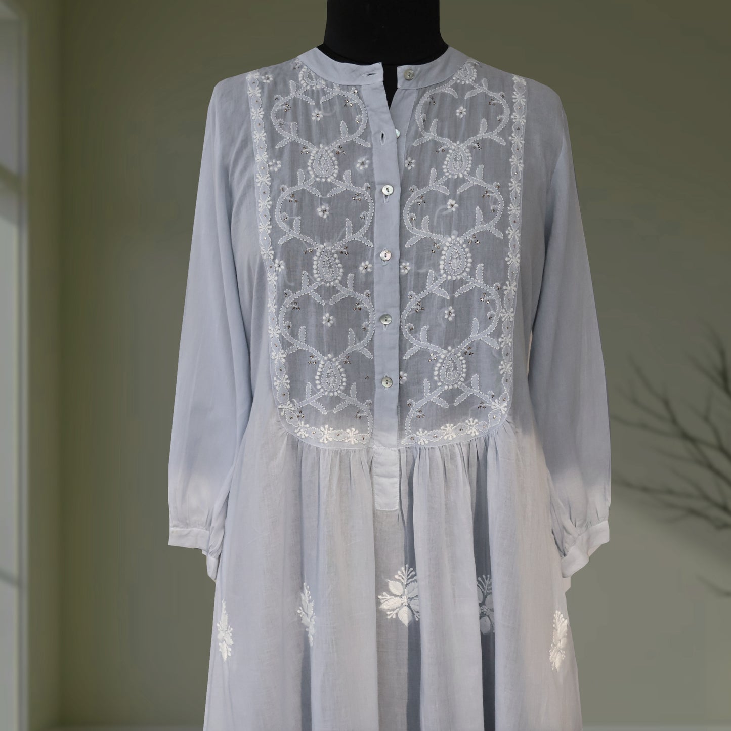 BODHI Pure Cotton, Hand Embroidery/ Chikankari Women Dress
