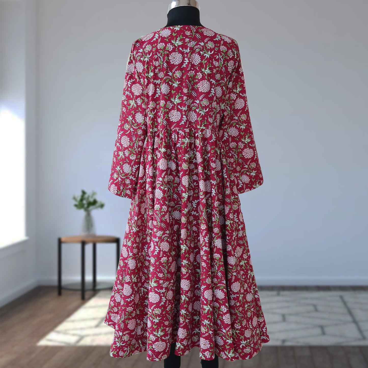 DIVYA prt Block Printed Pure Cotton Women Long Flared Kurta Tunic Dress
