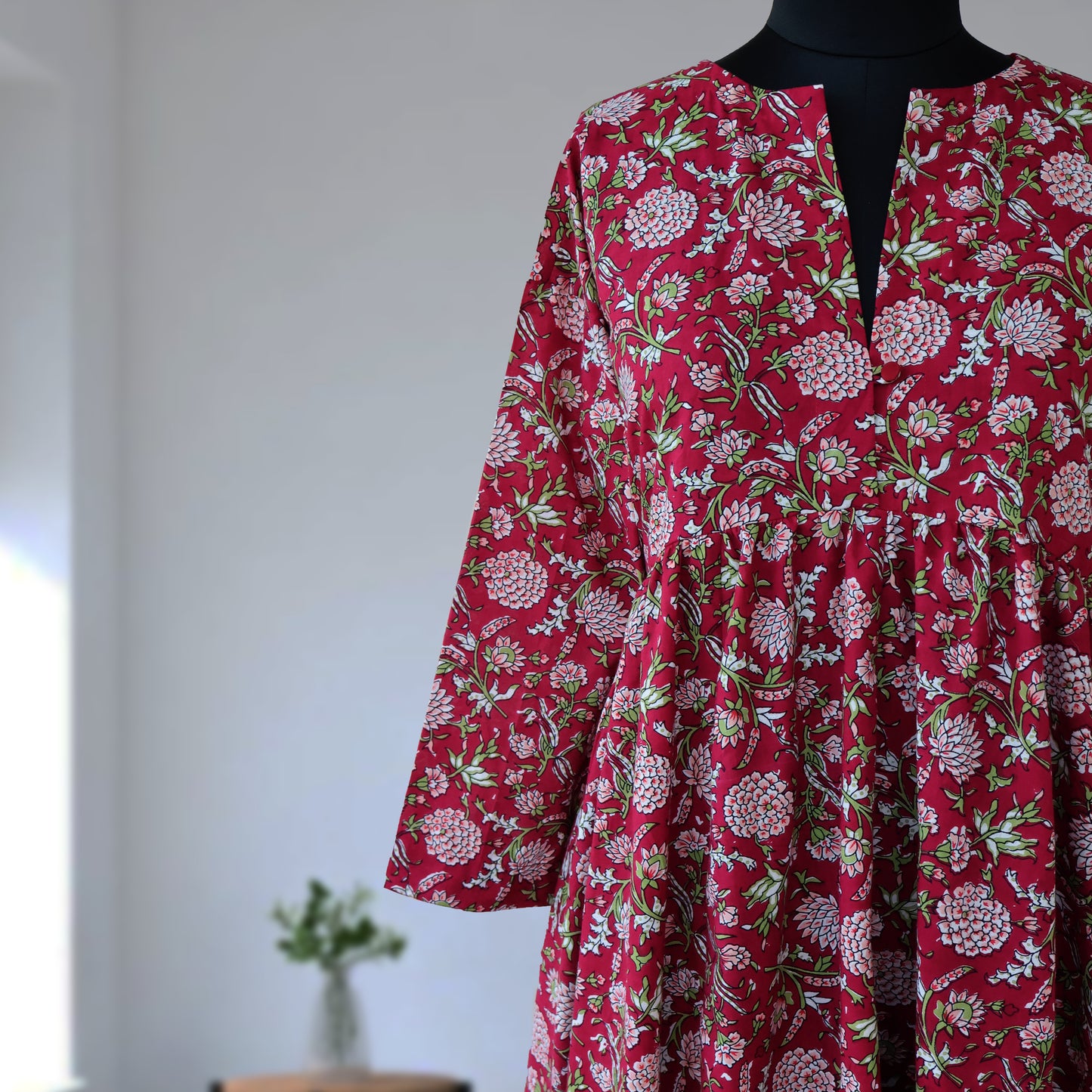 DIVYA prt Block Printed Pure Cotton Women Long Flared Kurta Tunic Dress
