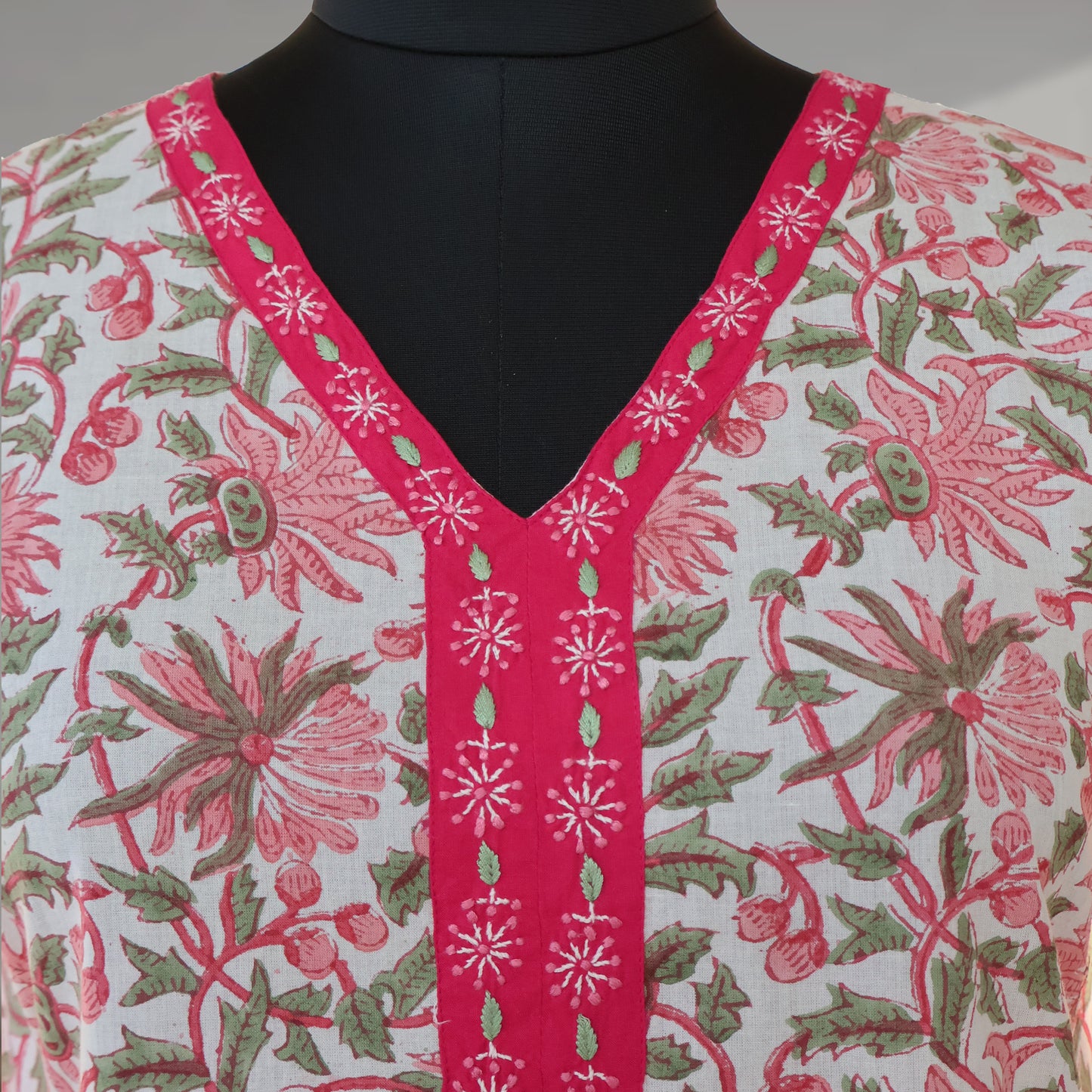 ERICA Block Printed Cotton Hand Embroidered Kurta