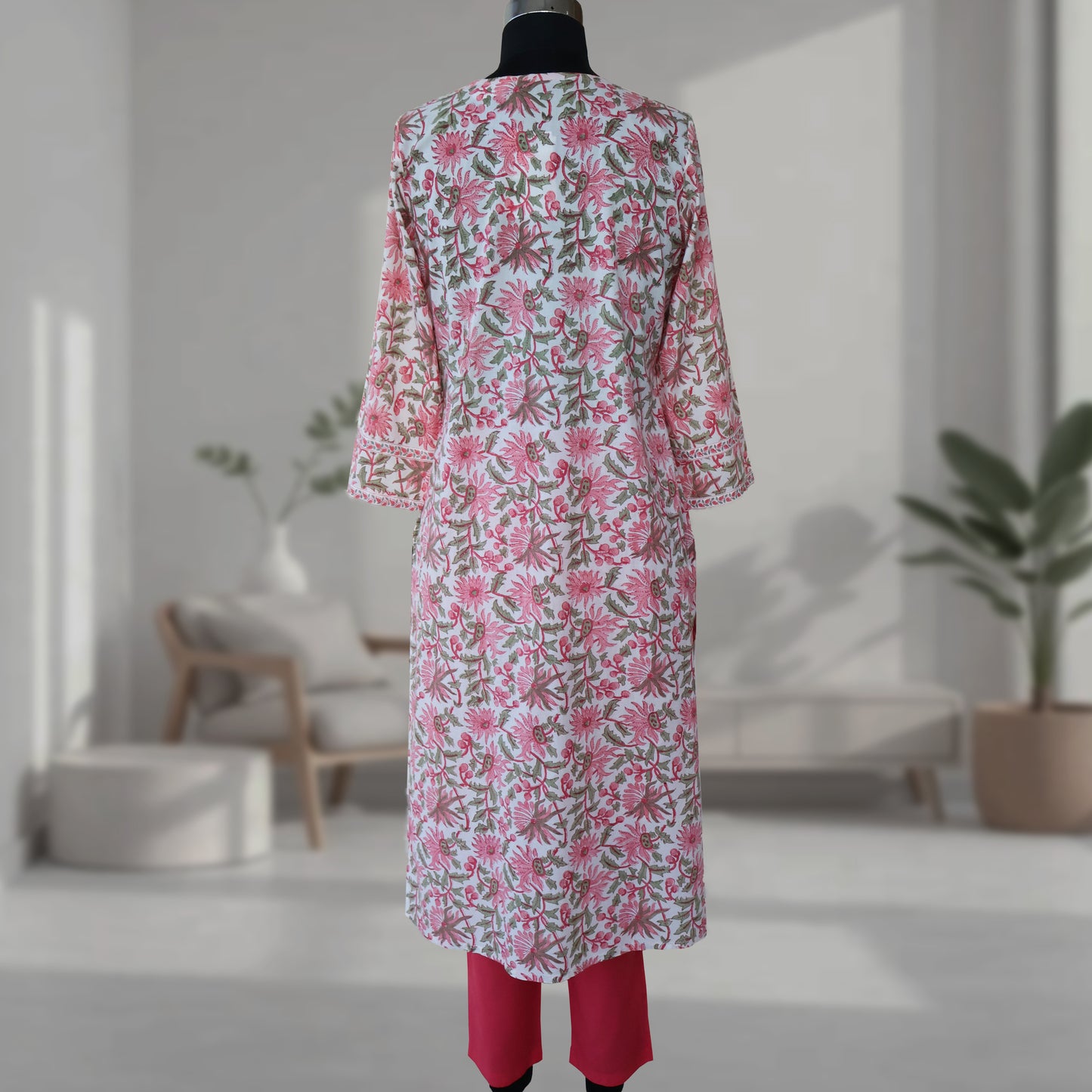 ERICA Block Printed Cotton Hand Embroidered Kurta