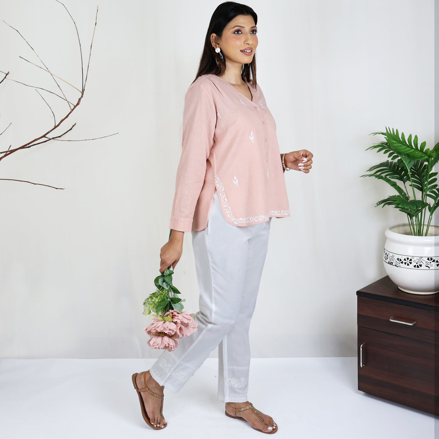 URVIKA Cotton Flex Hand Embroidery Kurti Top
