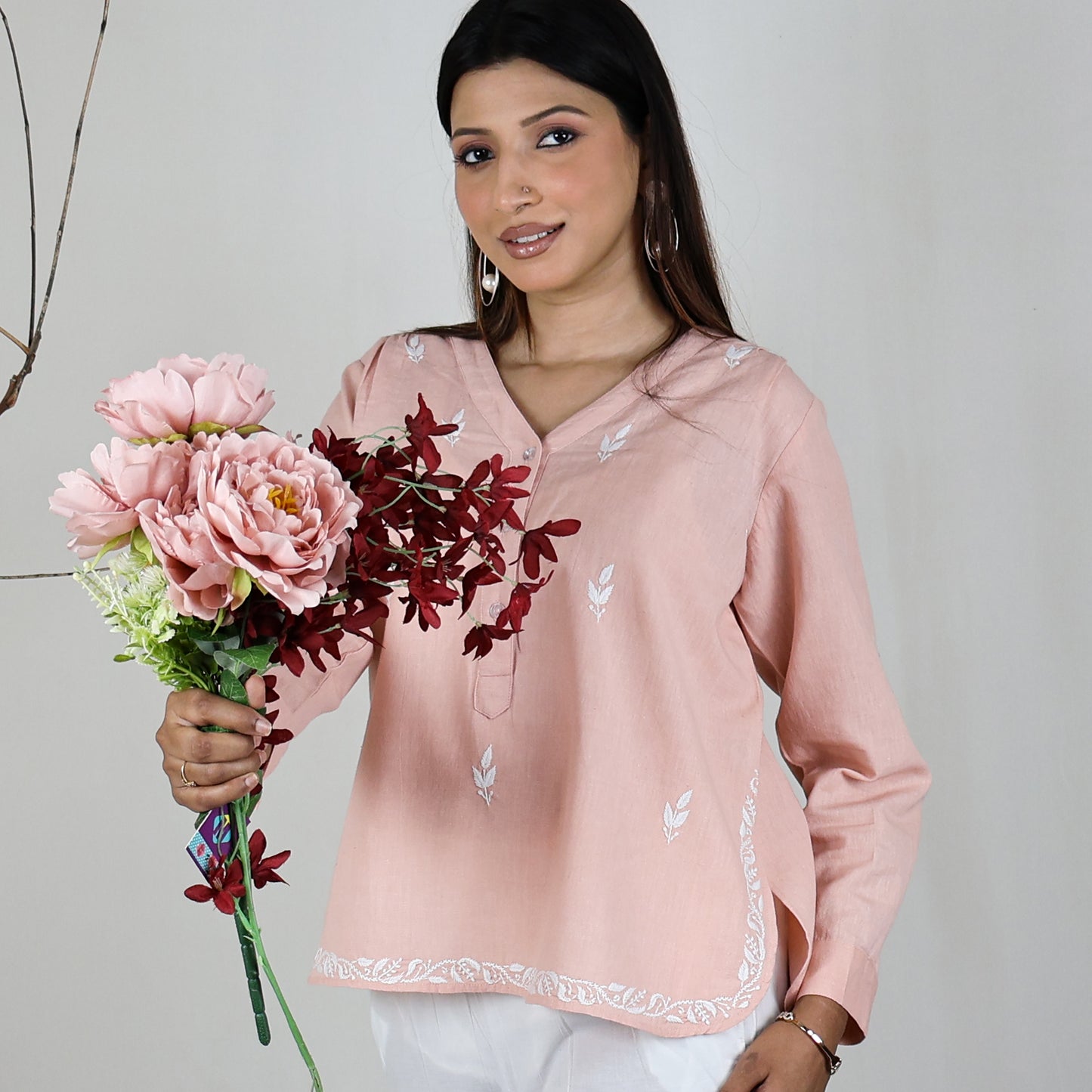 URVIKA Cotton Flex Hand Embroidery Kurti Top