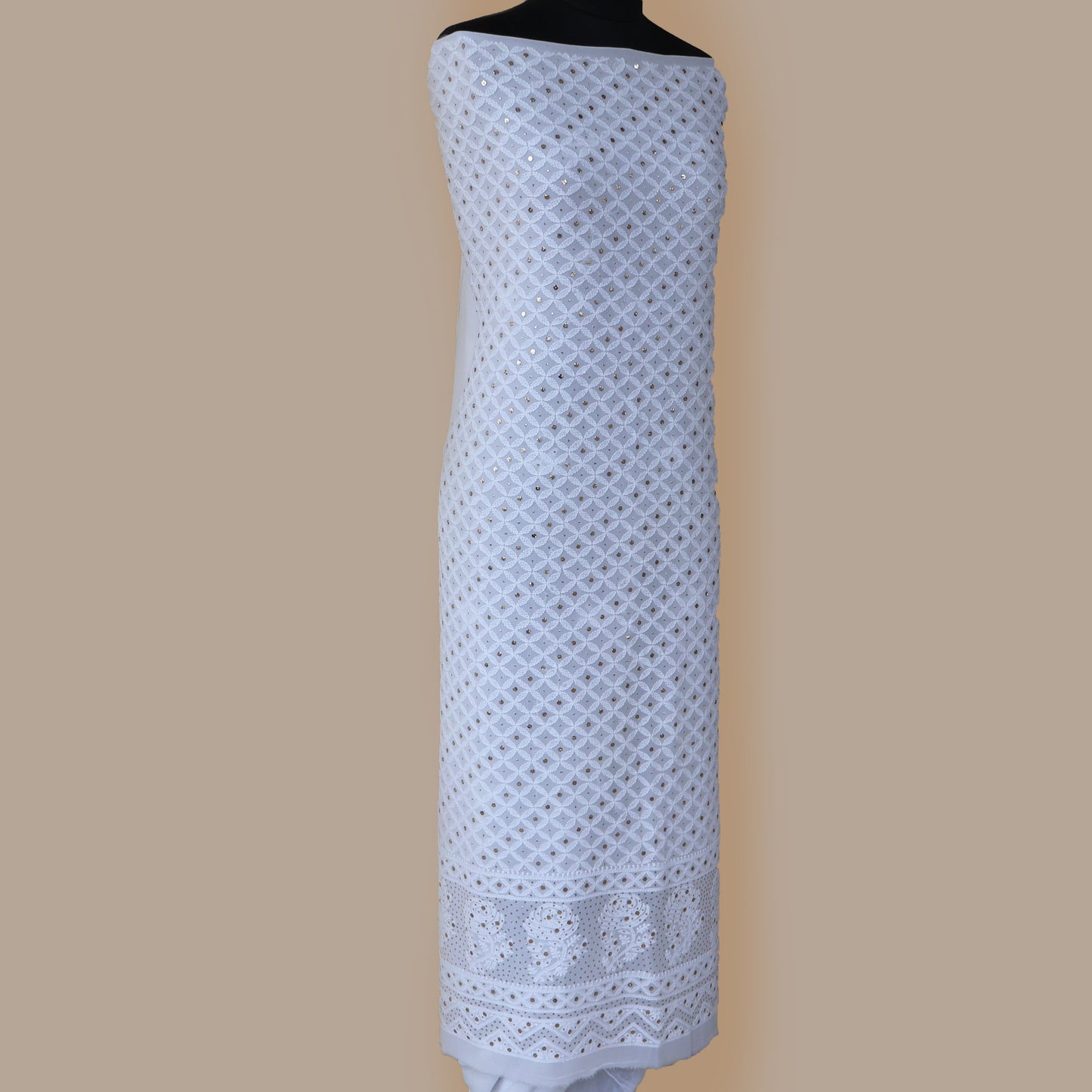 Vaishnavi Viscose Georgette Hand Embroidered/Chikankari Unstitched Kurta Set; Made to Order/ Customizable