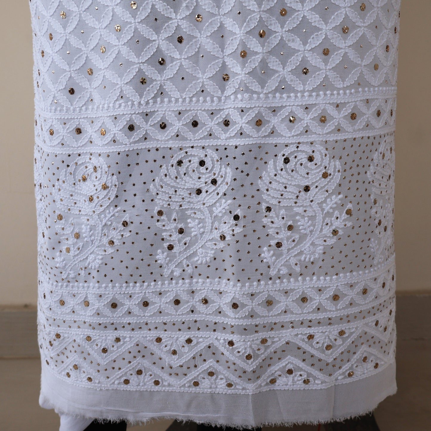 Vaishnavi Viscose Georgette Hand Embroidered/Chikankari Unstitched Kurta Set; Made to Order/ Customizable