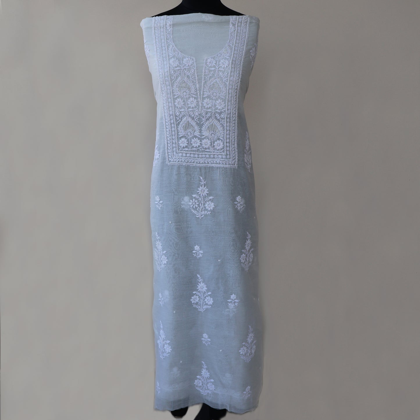 VAANI Chanderi Silk Hand Embroidered/Chikankari Unstitched Kurta Set; Made to Order/ Customizable