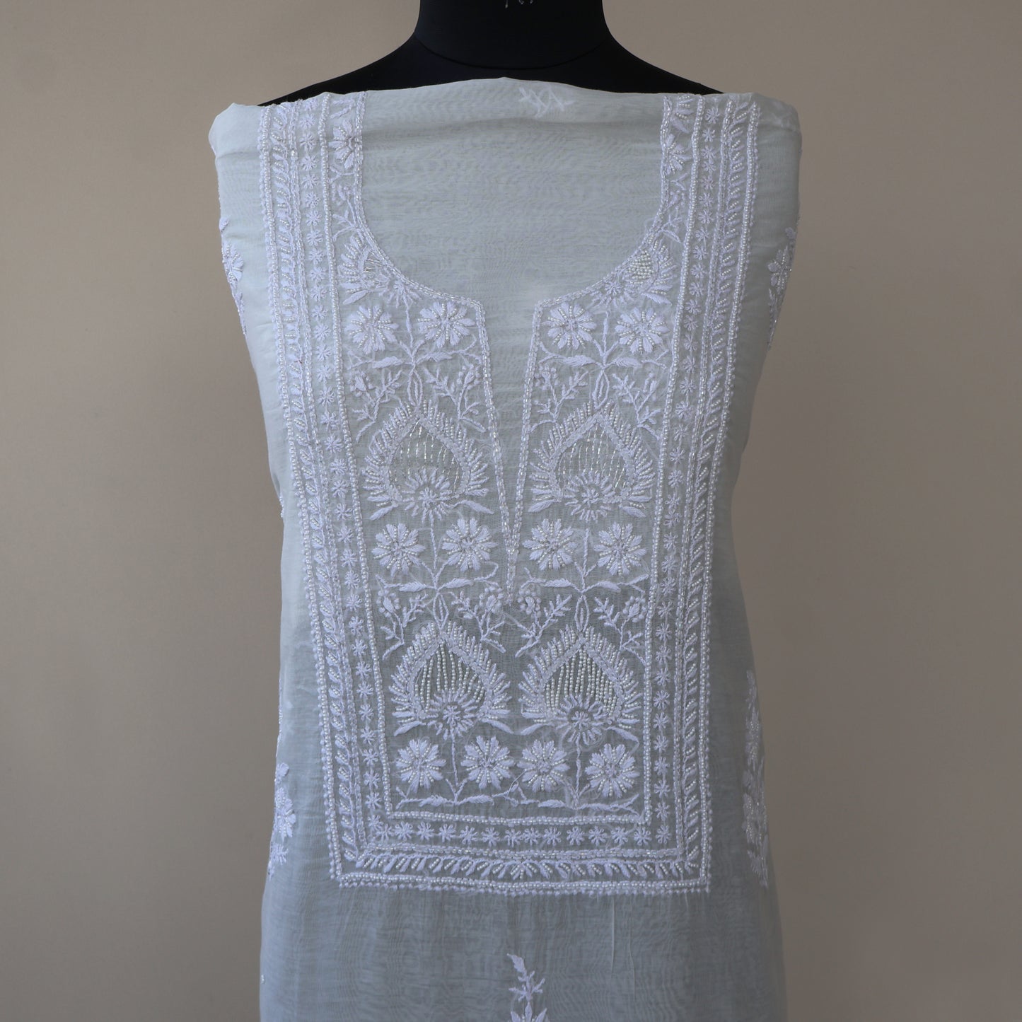 VAANI Chanderi Silk Hand Embroidered/Chikankari Unstitched Kurta Set; Made to Order/ Customizable