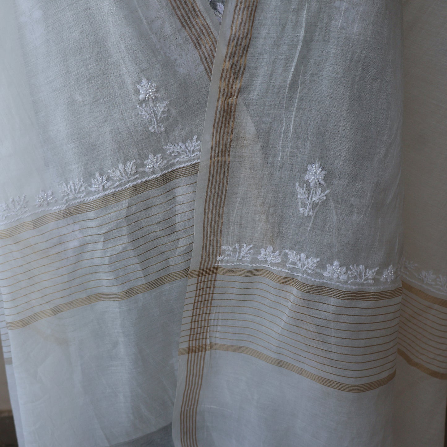 VAANI Chanderi Silk Hand Embroidered/Chikankari Unstitched Kurta Set; Made to Order/ Customizable