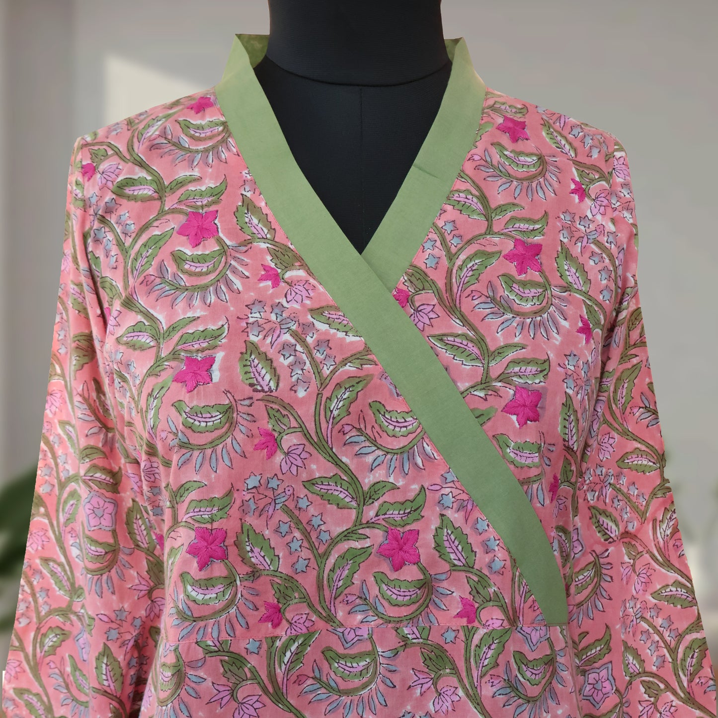PARI Jaipuri Block Print with Hand Embroidered Kurta Dress and Pant