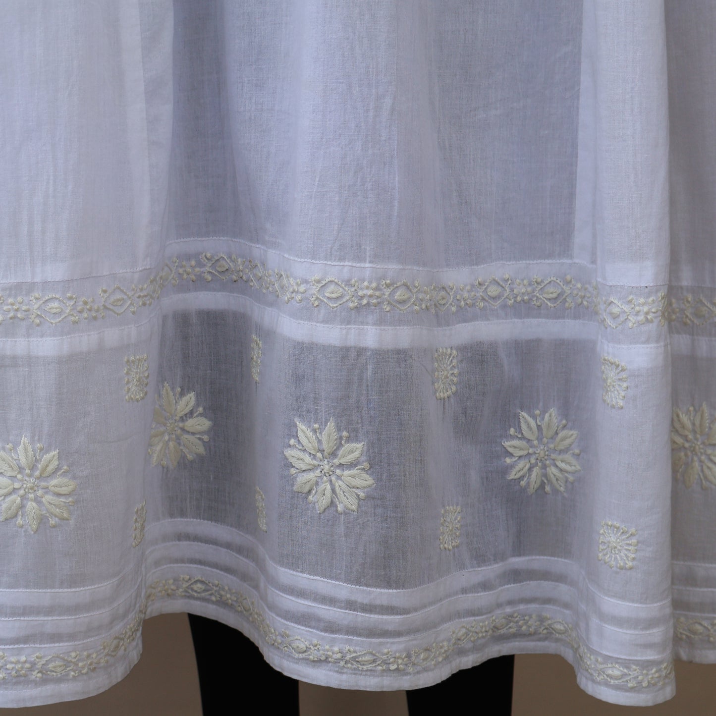 BAANI Pure Cotton, Hand Embroidery/ Chikankari Women Long Flared Dress