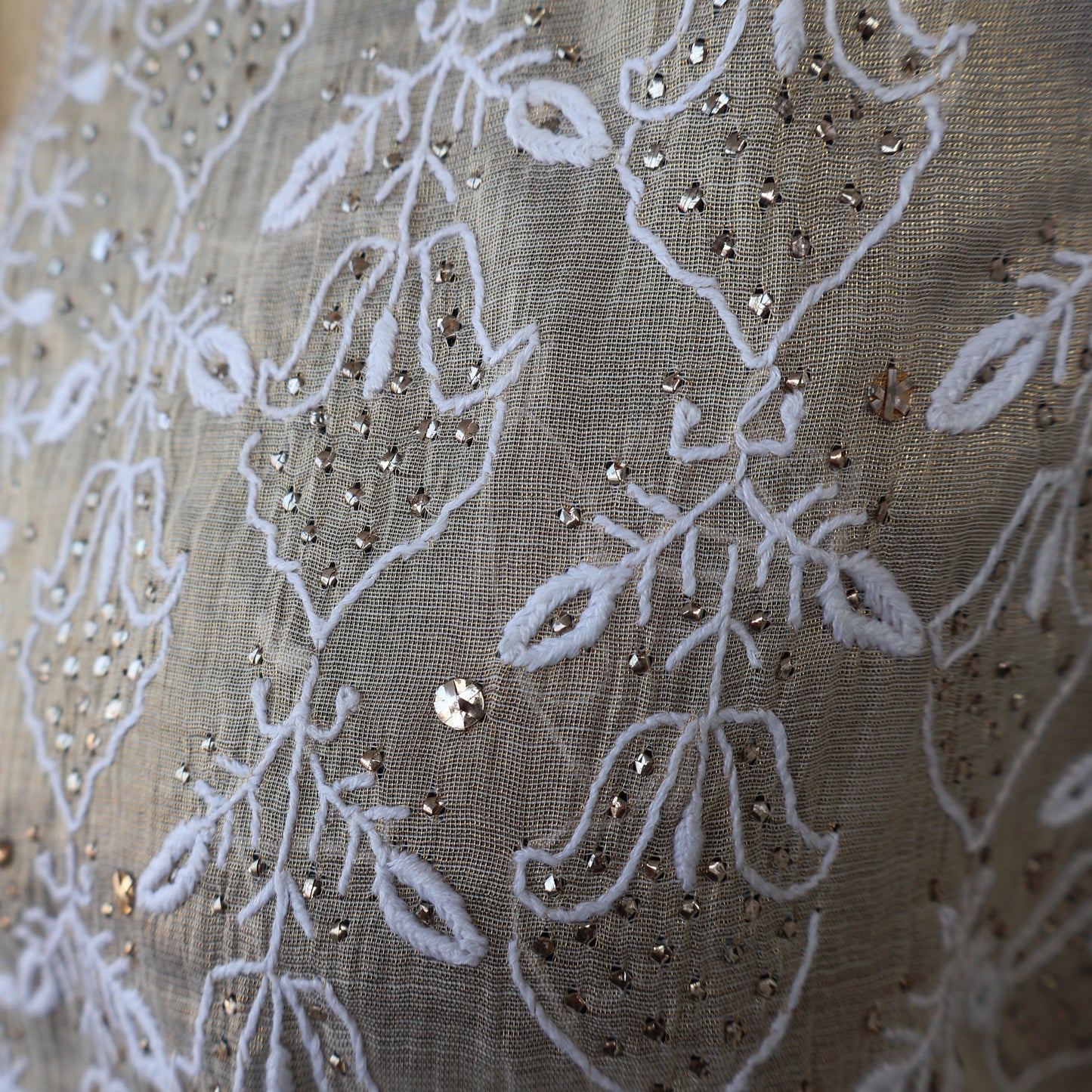 Vaikhya Tissue fabric Embroidered/Chikankari Unstitched Cord Set; Made to Order/ Customizable