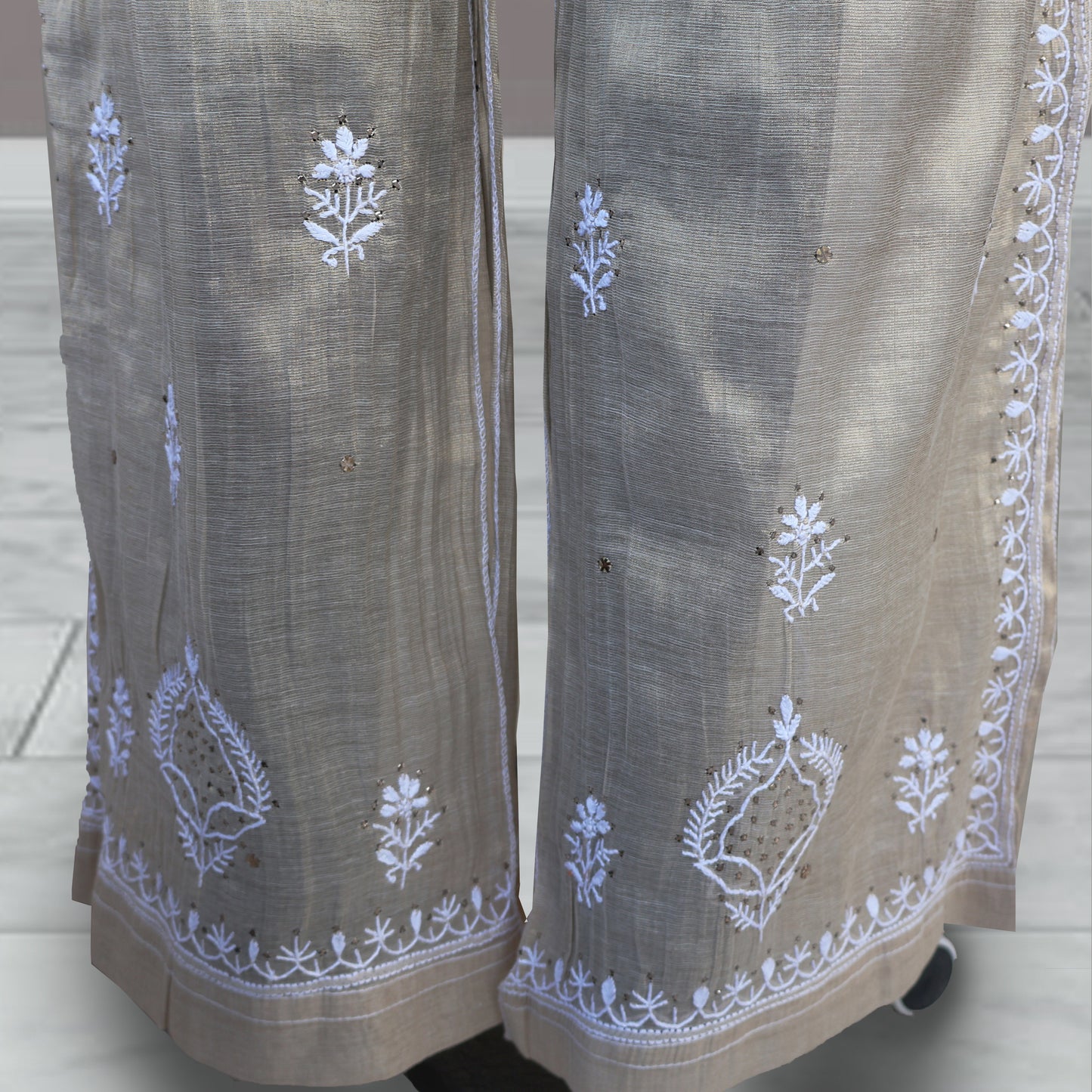 Vaikhya Tissue fabric Embroidered/Chikankari Unstitched Cord Set; Made to Order/ Customizable