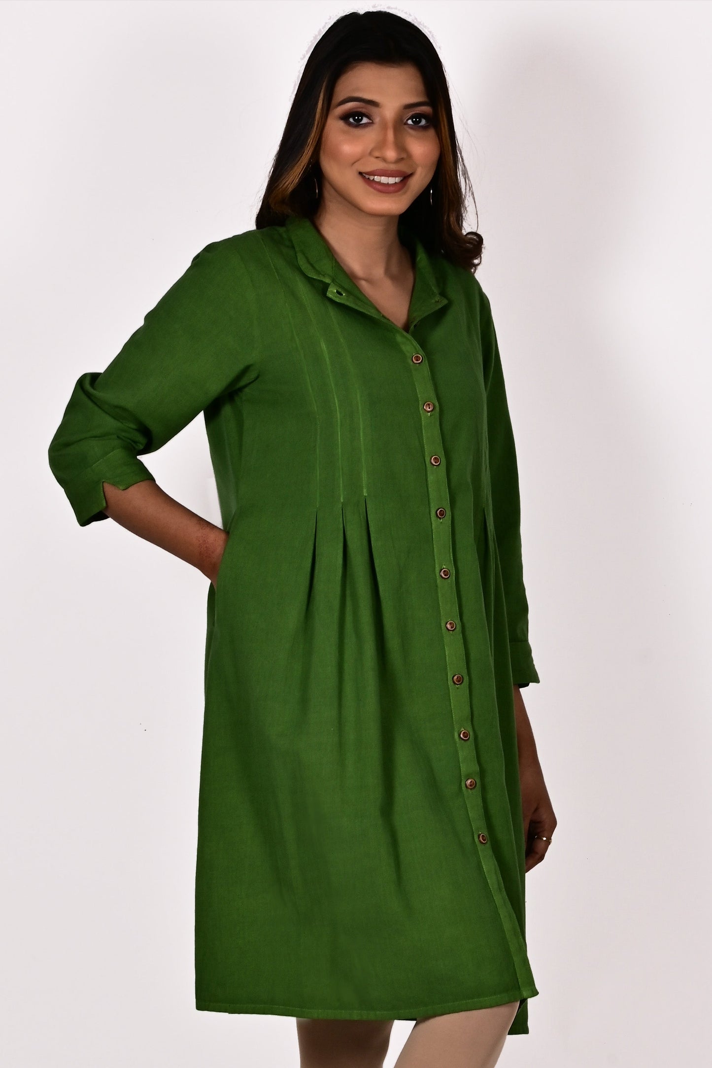 TAARA Cotton-Linen Shirt Dress Kurti: Made to Order/Customizable