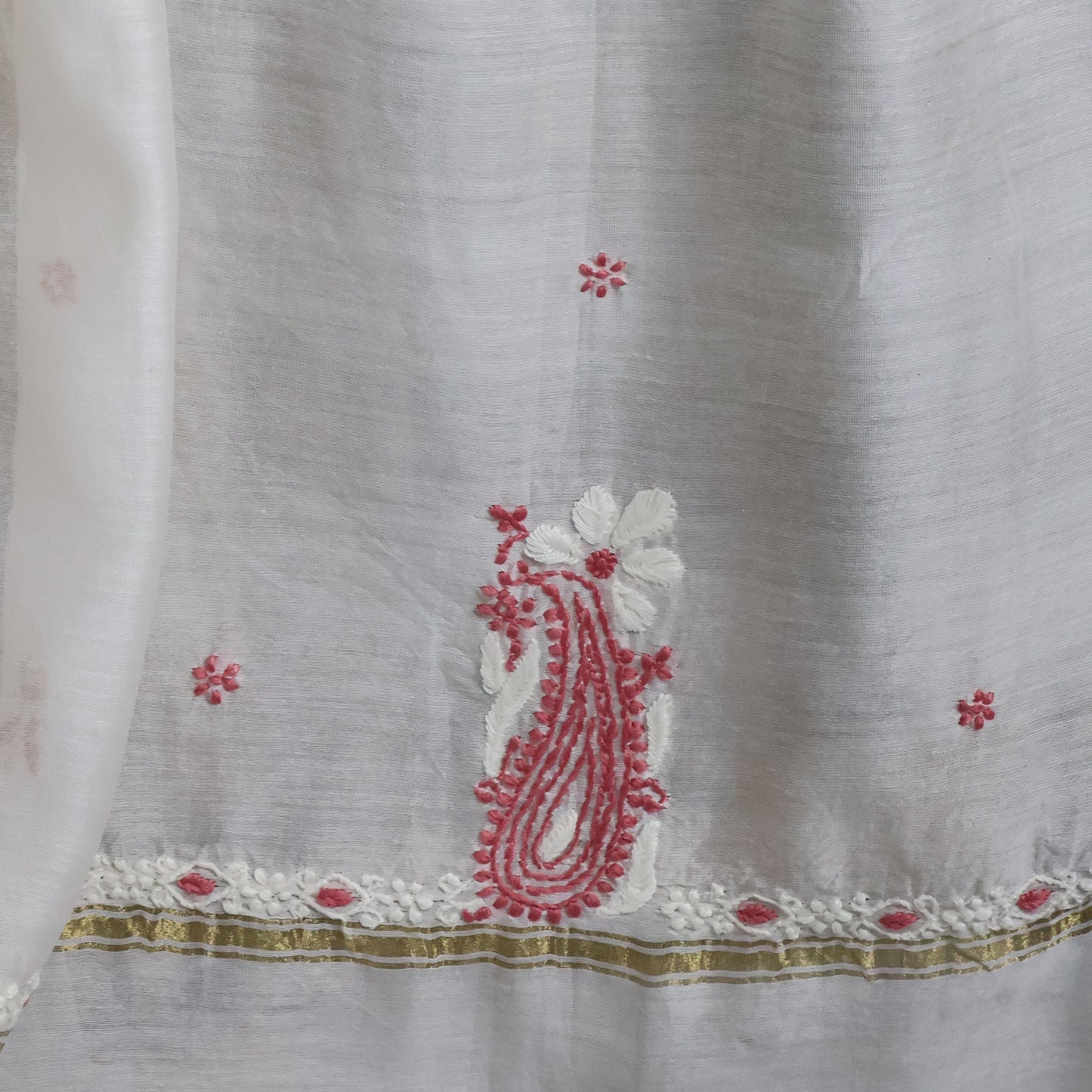 Chanderi Dupatta Hand Embroidery/ Chikankari work