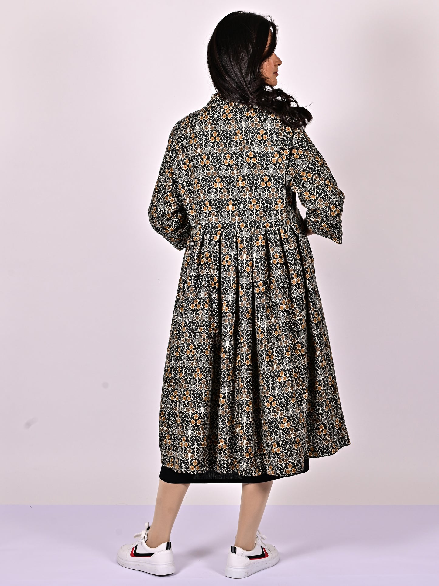 KALI Pure Cotton Block Printed Long Overcoat/Jacket with Cotswool Inner Fabric