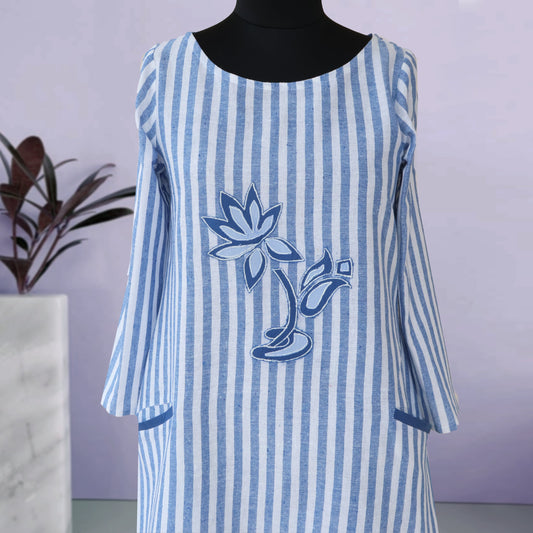 ELSA Cotton, Striped  Kurta with Patch work Detail
