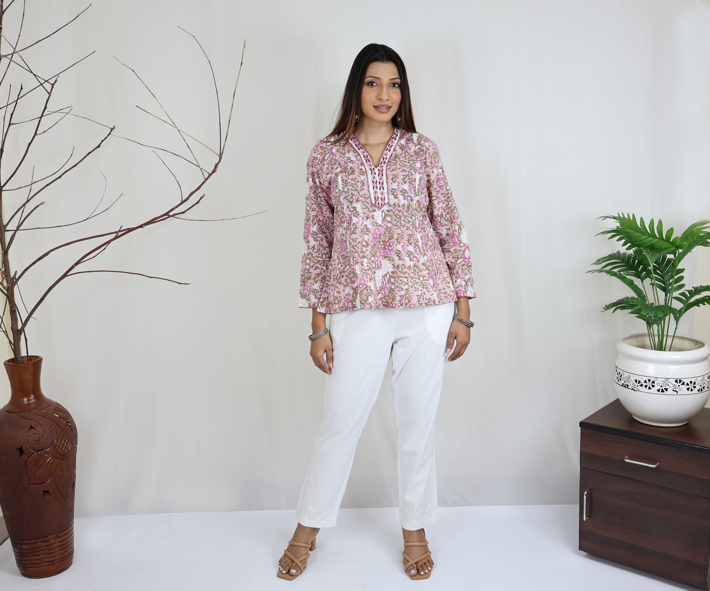 SUCHI Pure Cotton Block Print  Hand Embroidered Top Regular and Plus Sizes