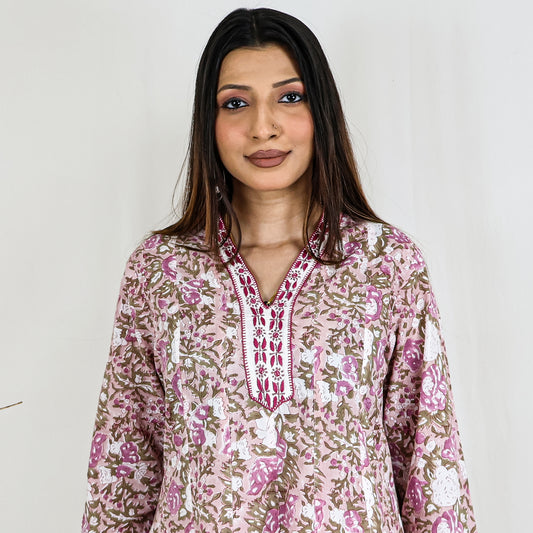 SUCHI Pure Cotton Block Print  Hand Embroidered Top Regular and Plus Sizes