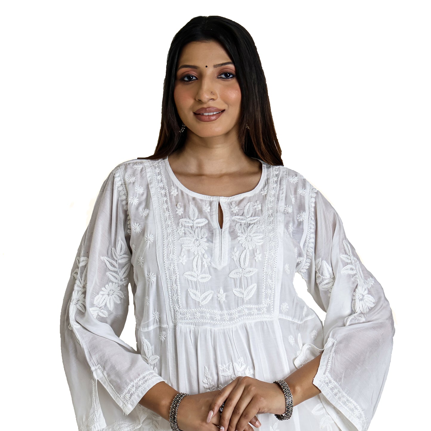 SAAVI Modal, All- over Heavy Chikankari Hand Embroidered Kurta