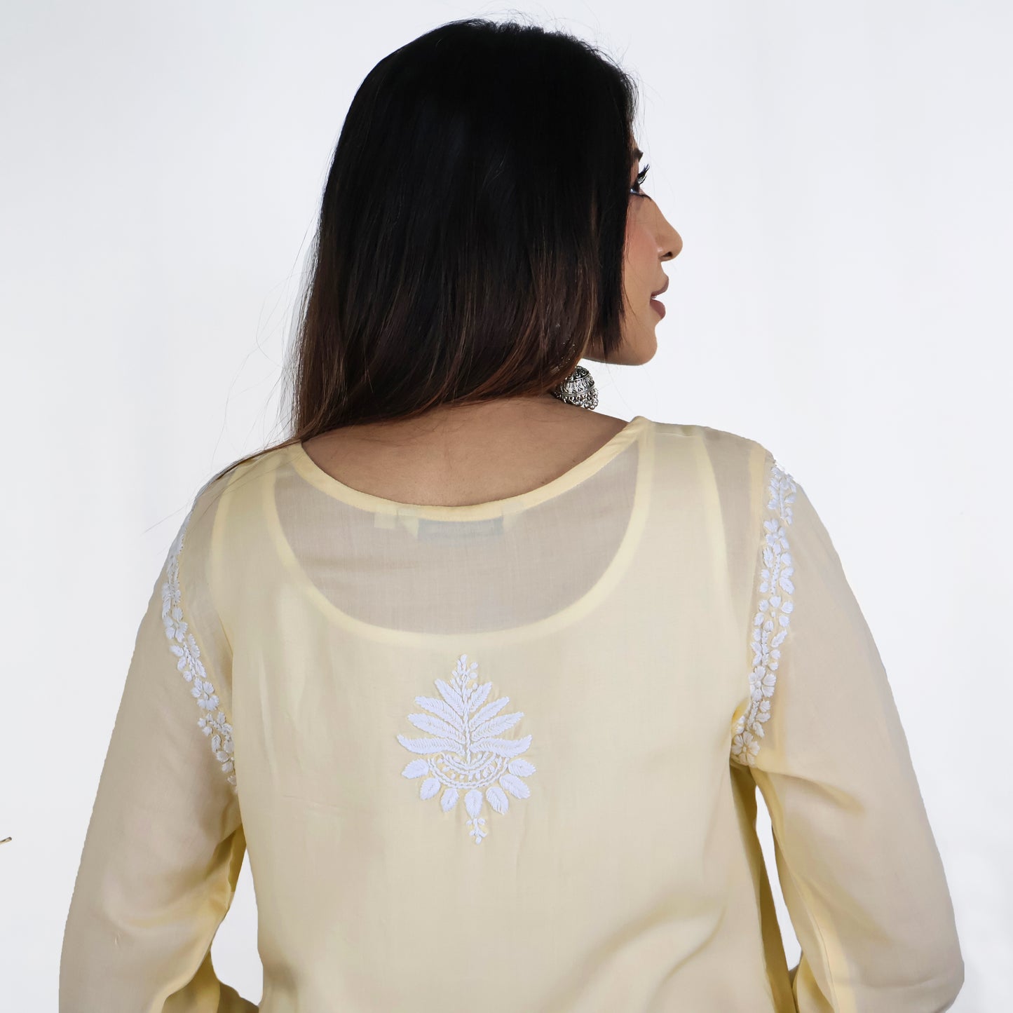 KAAVYA Modal Round Neck, Hand Embroidered  Kurta, Regular and Plus Sizes