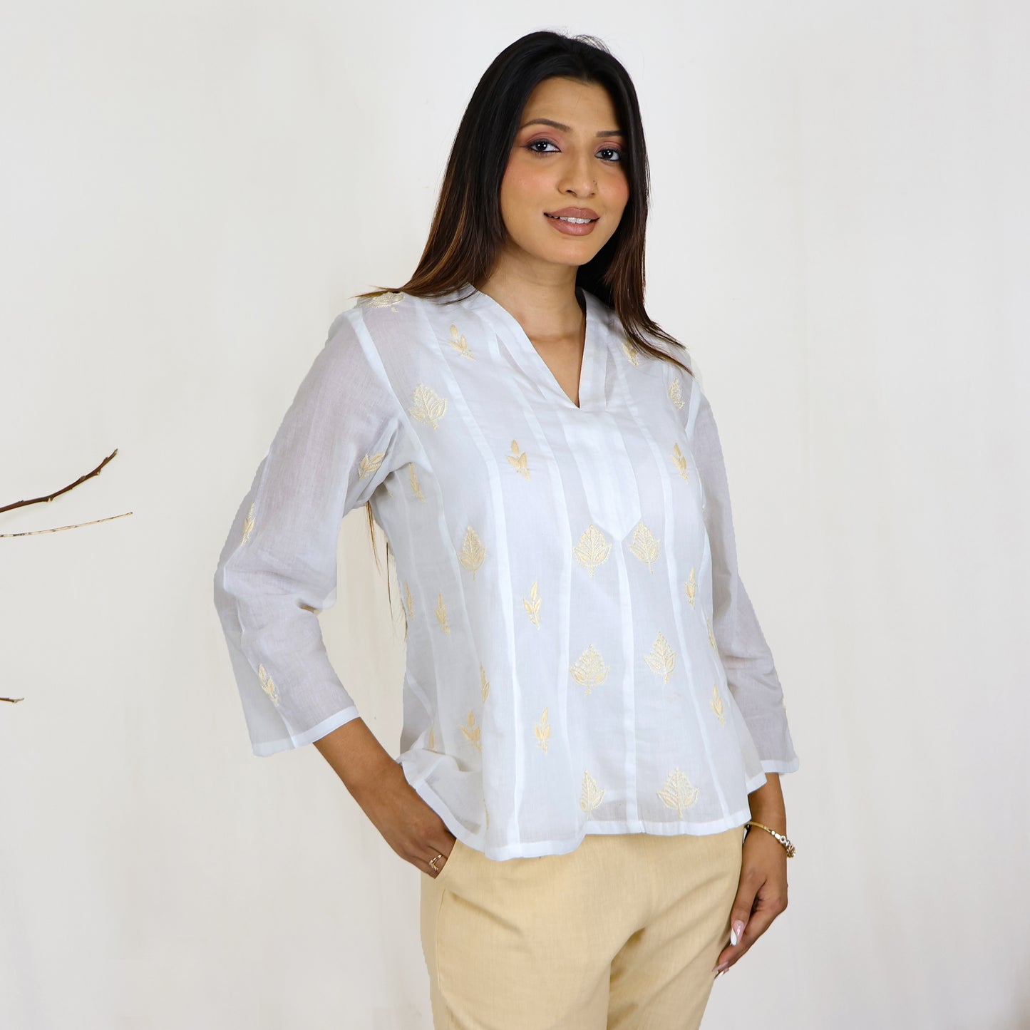 RUCHI Pure Cotton, Hand Embroidered Top Regular and Plus Sizes