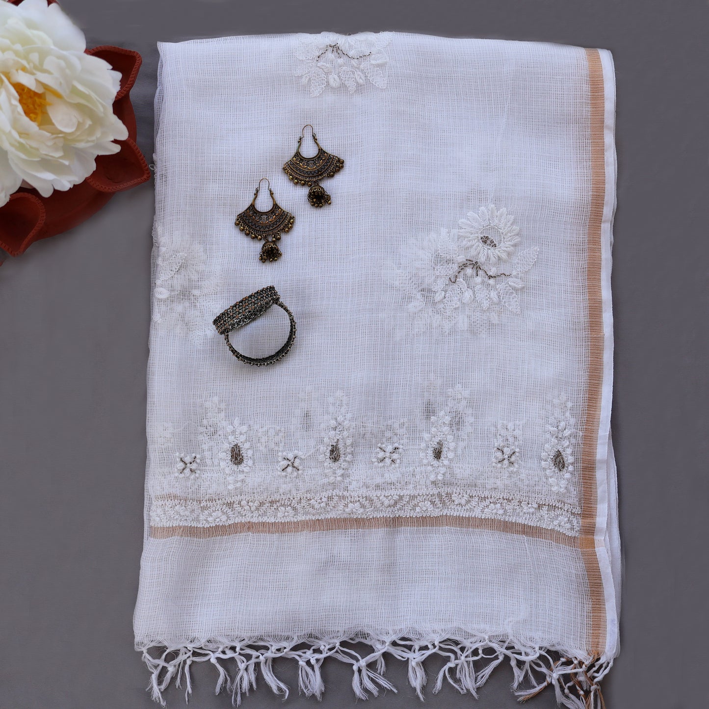 Kota Dupatta Hand Embroidery with Kardana work