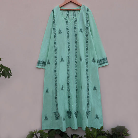 EMMA Pure Cotton Hand Embroidered Tunic Dress Kurta with embroidered pant