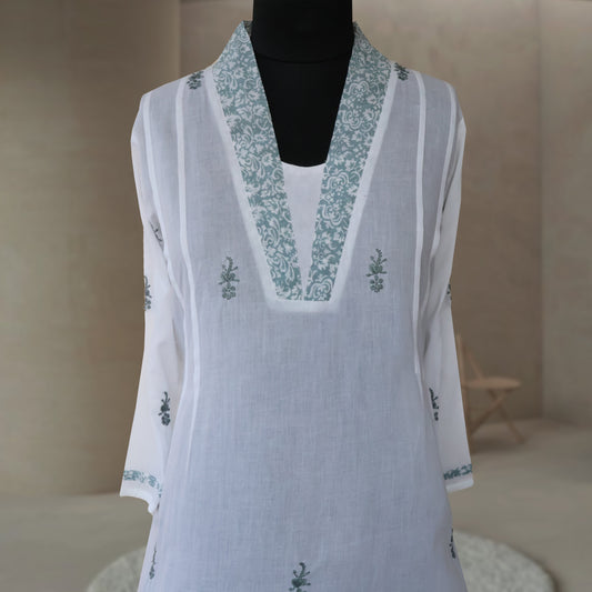 PALLAVI Cotton Mulmul Hand Embroidered Kurta