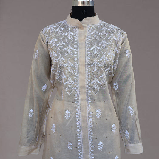 Vaikhya Tissue fabric Embroidered/Chikankari Unstitched Cord Set; Made to Order/ Customizable