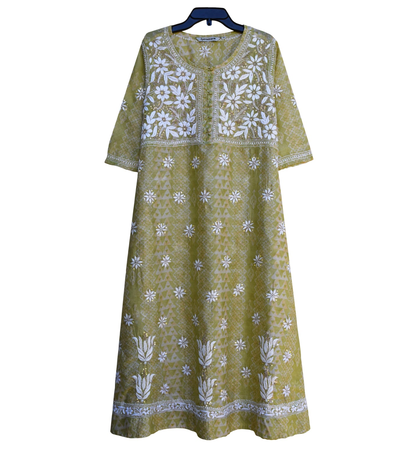 CHANDRIKA Chanderi Silk Hand Embroidered A Line Tunic Dress Kurta