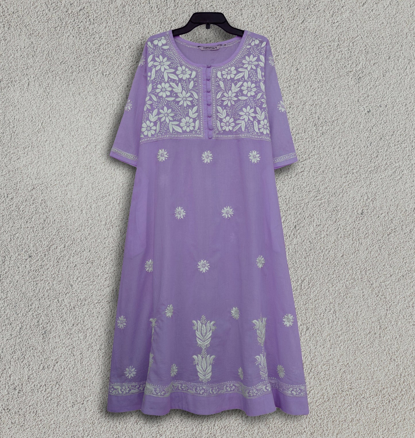 CHANDANI Pure Cotton Hand Embroidered A Line Tunic Dress Kurta