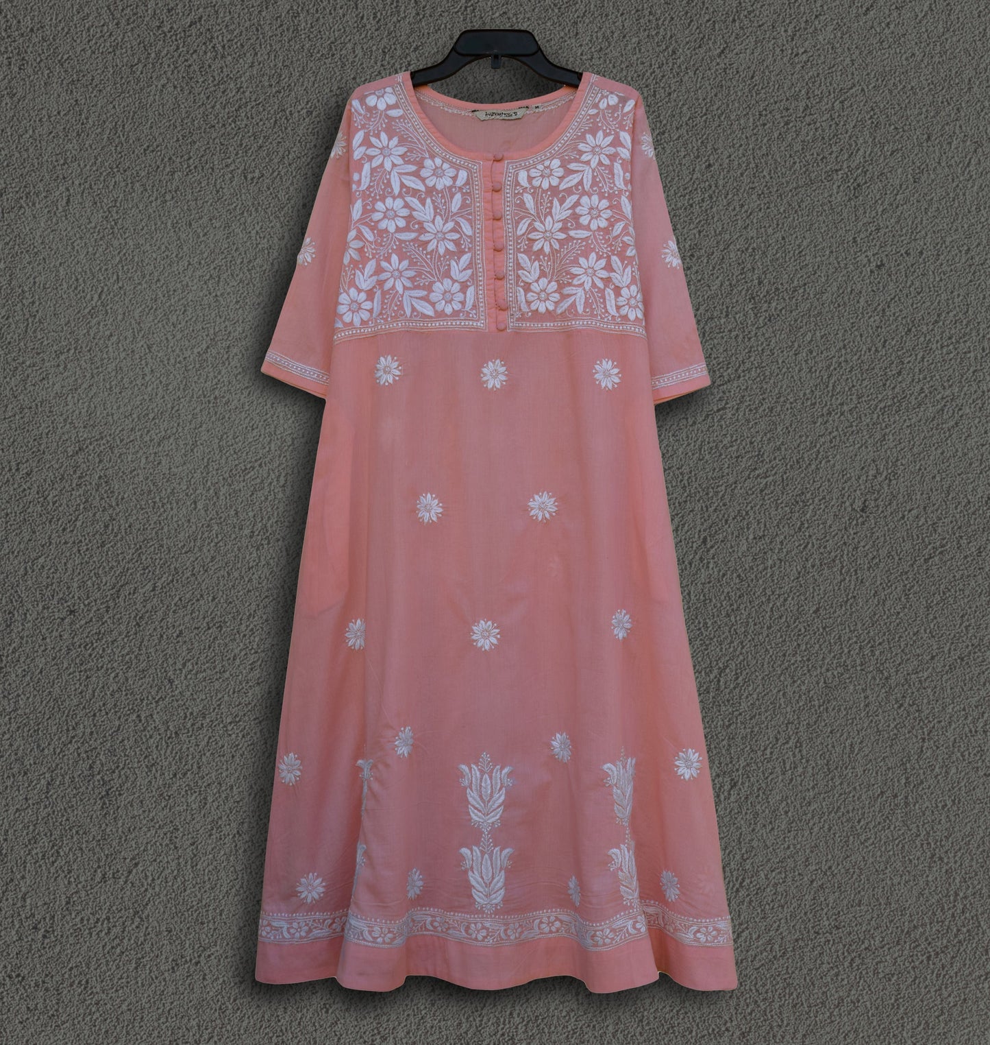 CHANDANI Pure Cotton Hand Embroidered A Line Tunic Dress Kurta