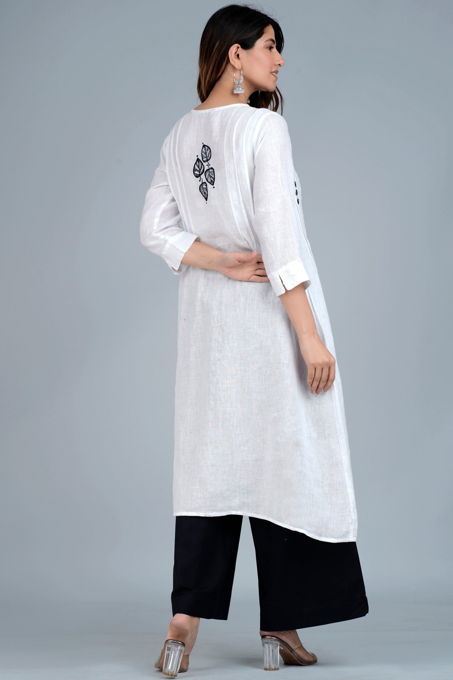 DEVI Linen-Cotton Hand Embroidered Tunic Kurti