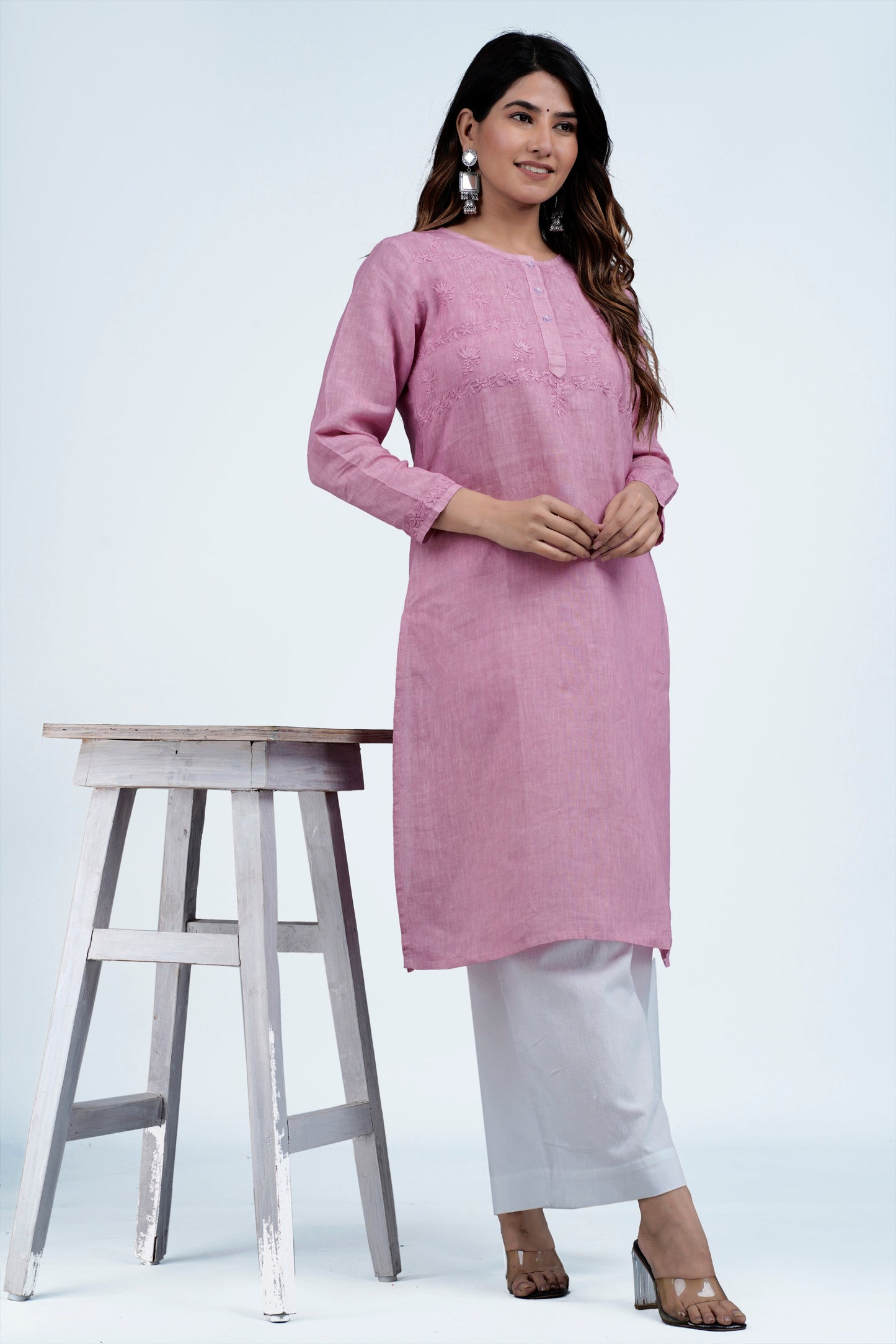 JAYA Linen-Cotton Hand Embroidered Tunic Kurti: Made to Order/Customizable