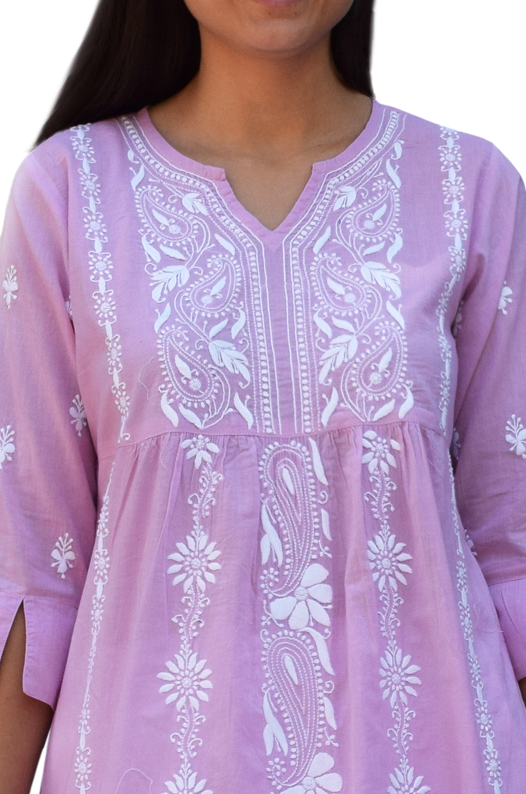 NEERA Hand Embroidered Pure Soft Cotton Tunic Kurta Dress: Made to Order/Customizable