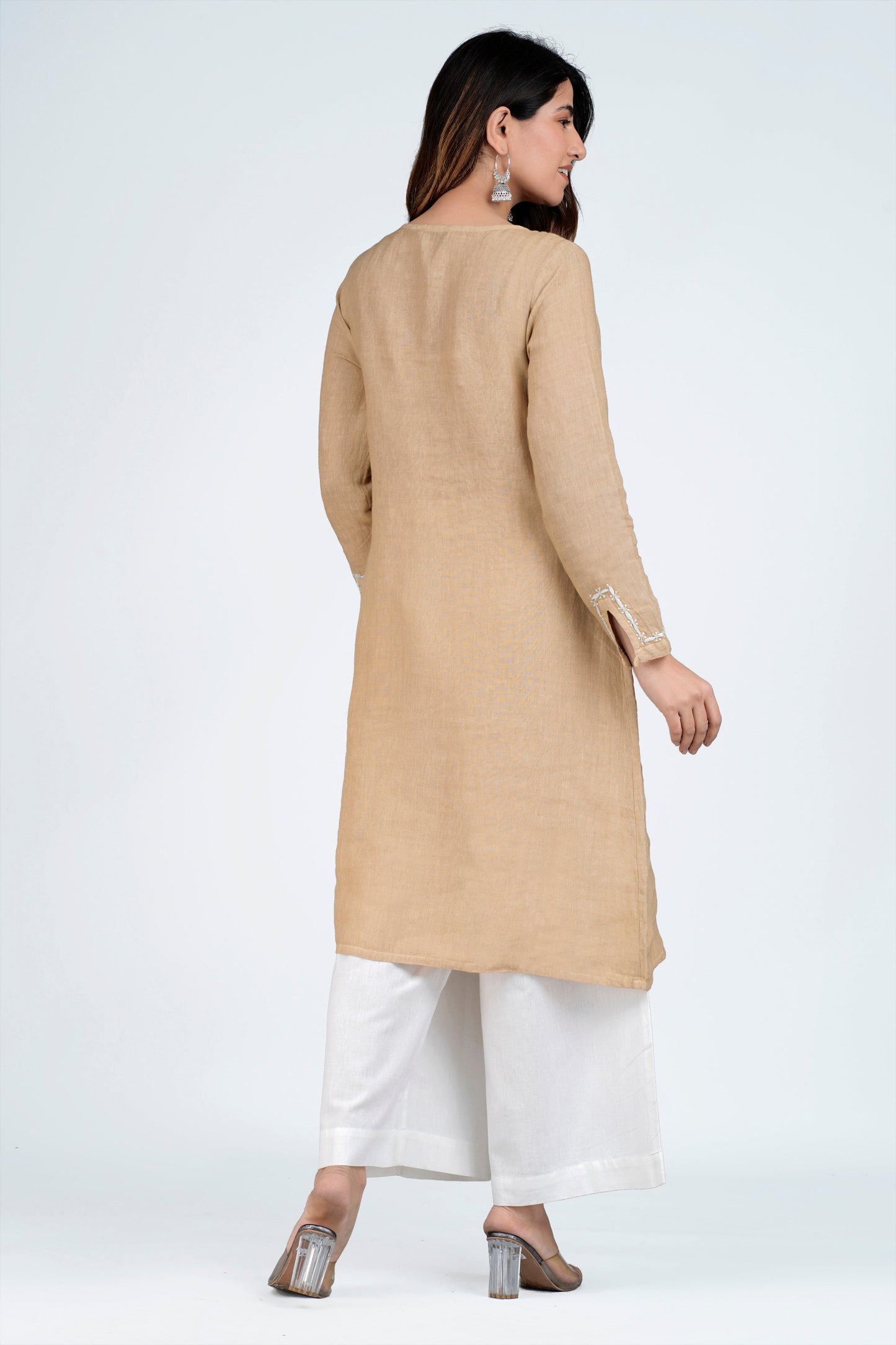 SADHYA Linen-Cotton Hand Embroidered Tunic Kurti