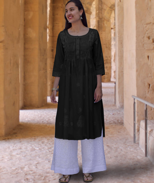 SARA Pure Cotton Hand Embroidered Long Tunic Dress Kurta