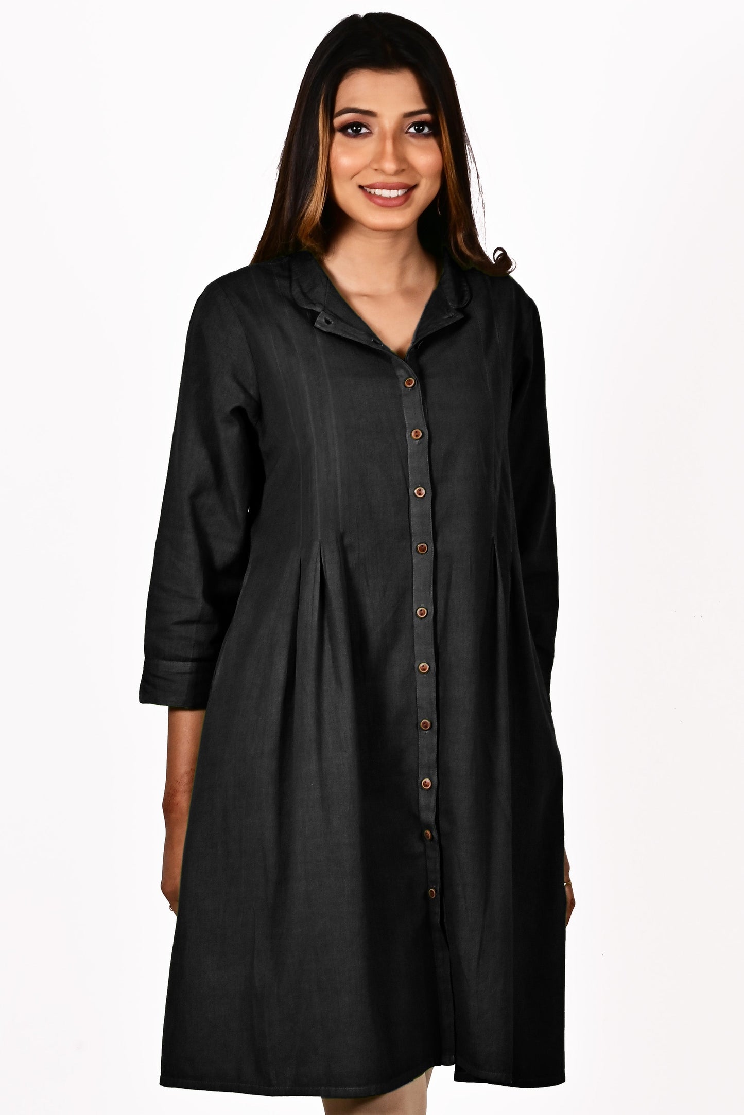 TAARA Cotton-Linen Shirt Dress Kurti: Made to Order/Customizable