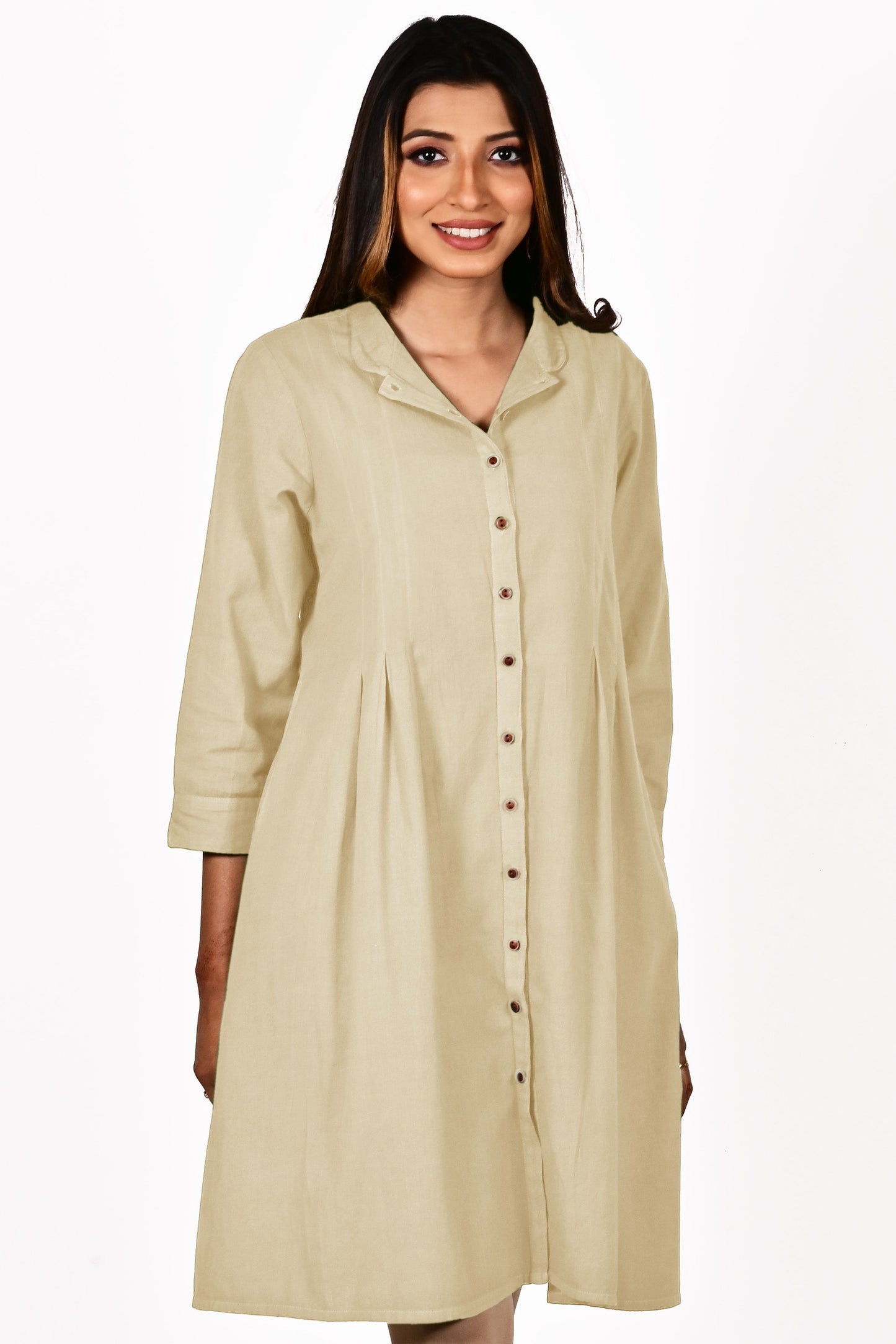 TAARA Cotton-Linen Shirt Dress Kurti: Made to Order/Customizable